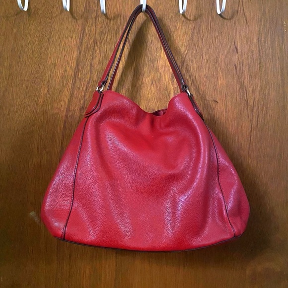 Coach Edie Burgundy Leather Shoulder bag Tote Large - Picture 3 of 14
